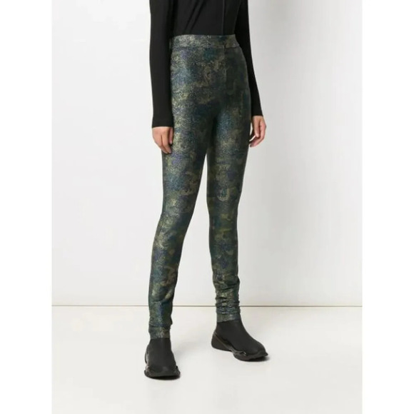 GANNI Metallic Metallic Camouflage jersey Legging In 861 Kalamata - Picture 3 of 7